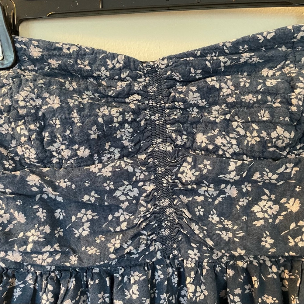 O'Neill | Blue and White Ruched Strapless Floral Sundress | Size Small - Picture 8 of 12